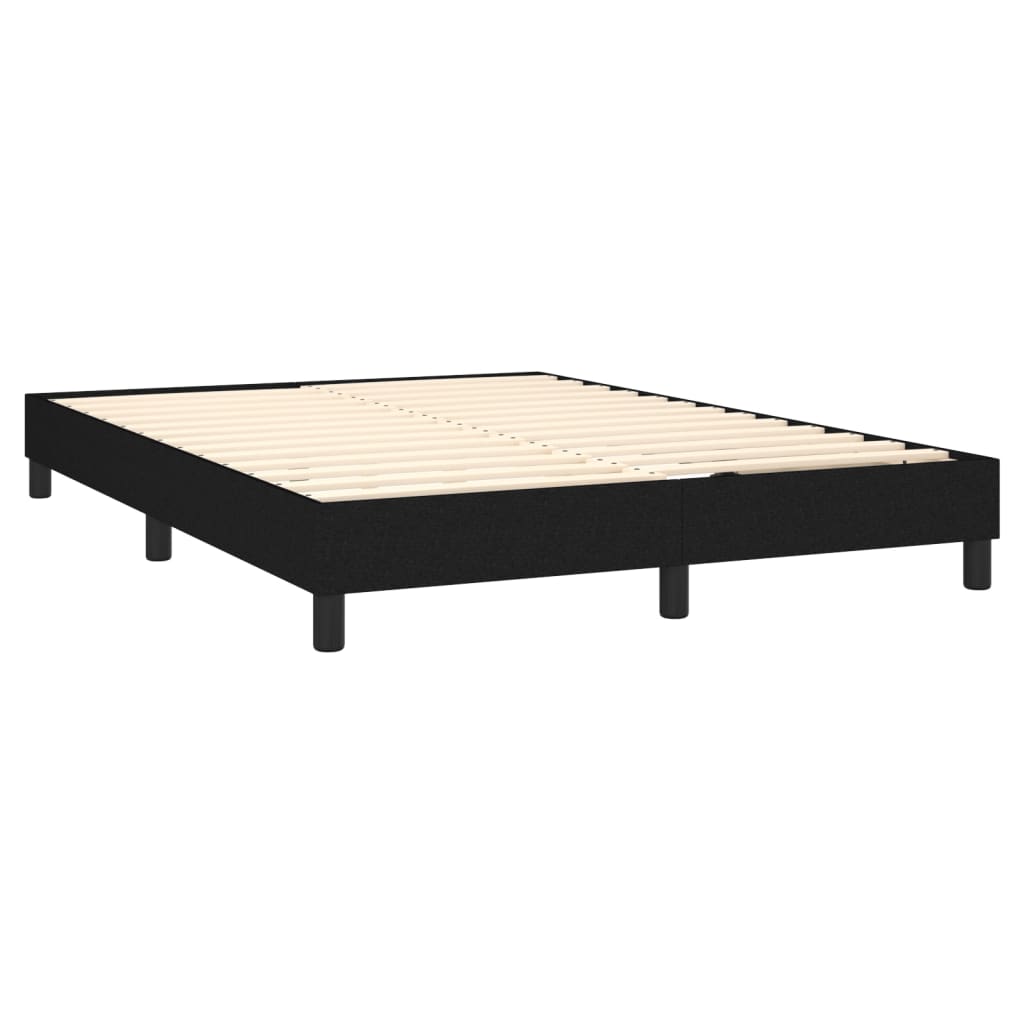 Cama Box Spring Colchón Y Luces Led Tela Negro 140x200 Cm / Vetonek_4