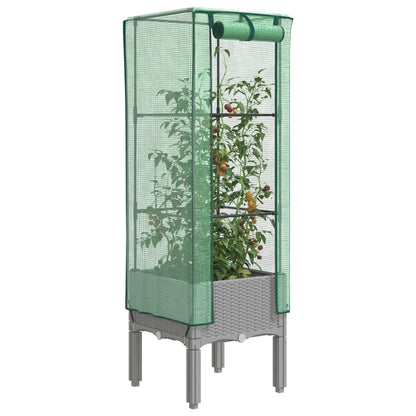 Arriate Con Cubierta Invernadero Aspecto Ratán 40x40x140 Cm_1