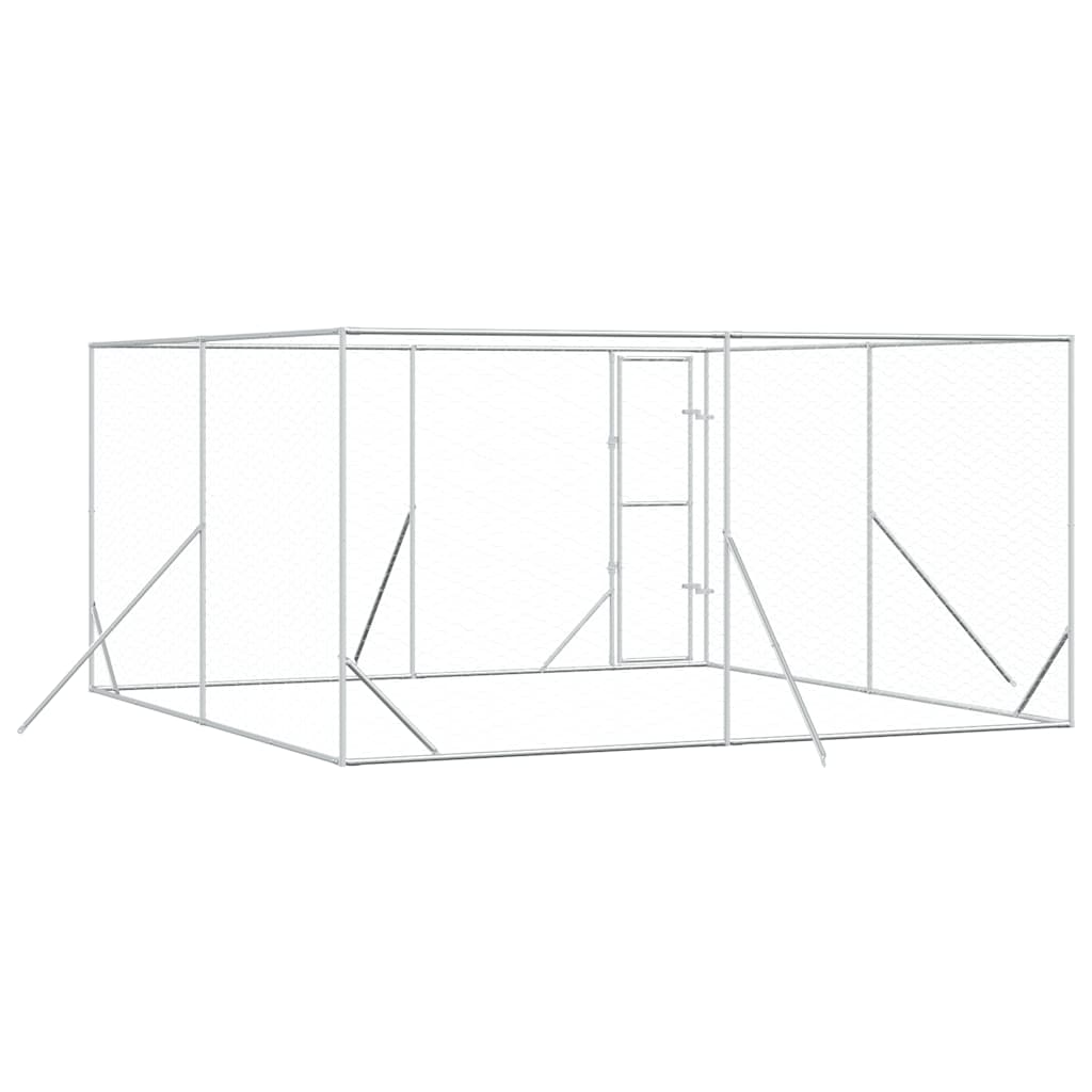 Perrera De Exterior Acero Galvanizado Plateado 4x4x2 M_5
