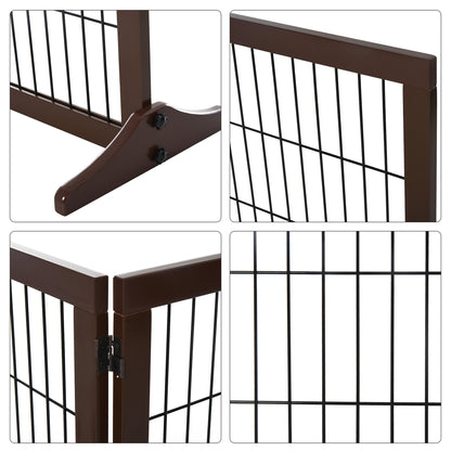 Pawhut Barrera Para Perros De 3 Paneles Con Patas De Apoyo 185x36x71 Cm Marrón_3
