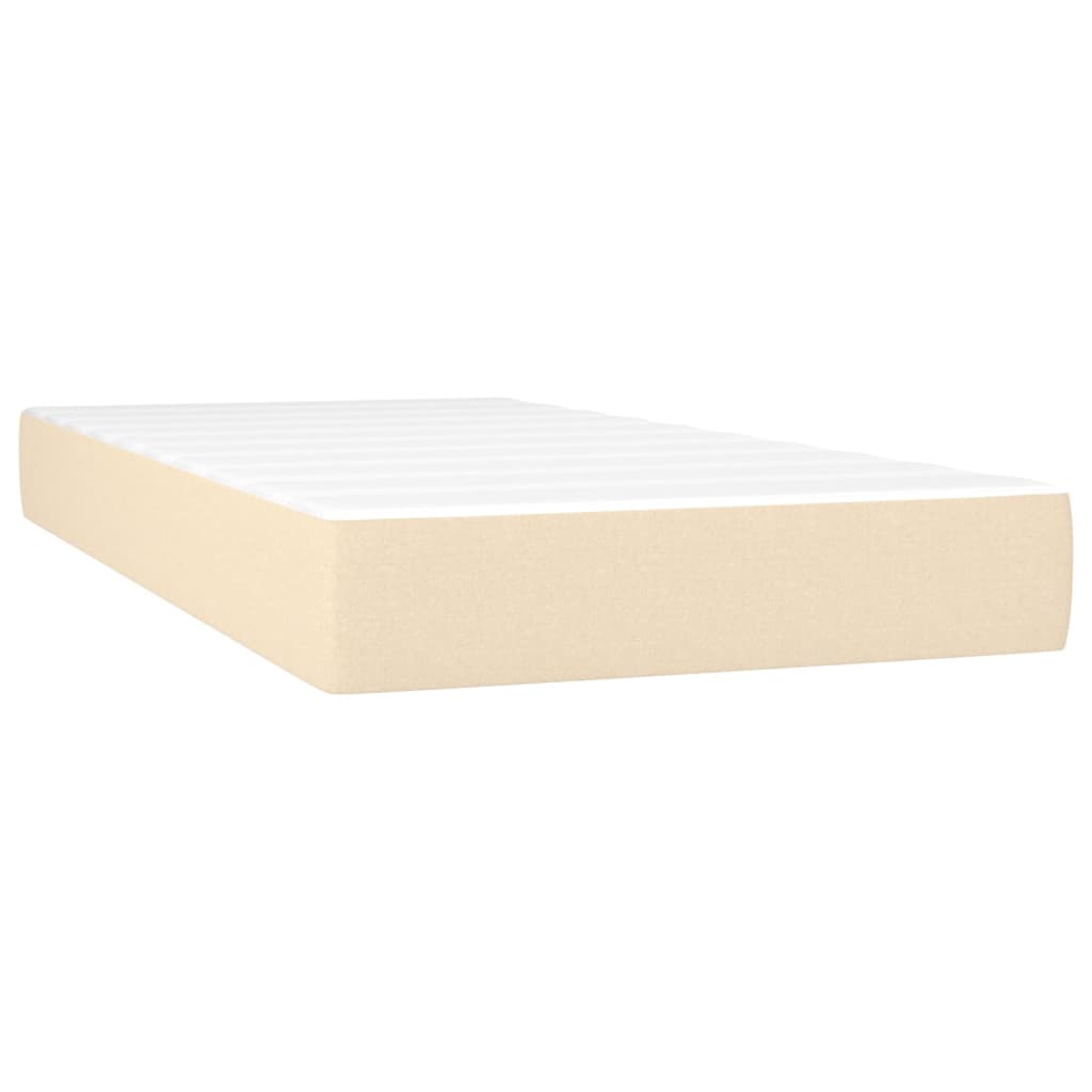 Cama Box Spring Con Colchón Y Led Tela Crema 100x200 Cm / Vetonek_3