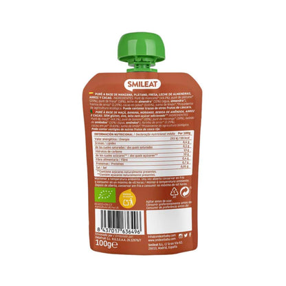 Smileat Amêndoa Biológica, Cacau e Morango, 100g