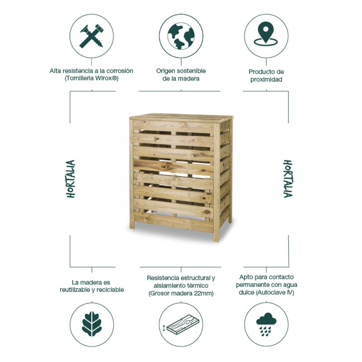 Compostor de madeira Hortalia 315 L