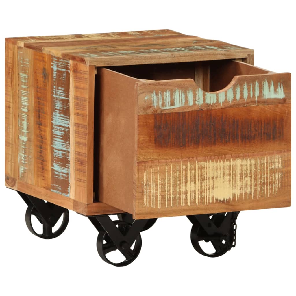 Mesa Auxiliar De Madera Maciza Reciclada 40x40x45 Cm_2