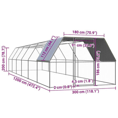 Vidaxl Jaula Gallinero De Acero Galvanizado 3x12x2 M_4