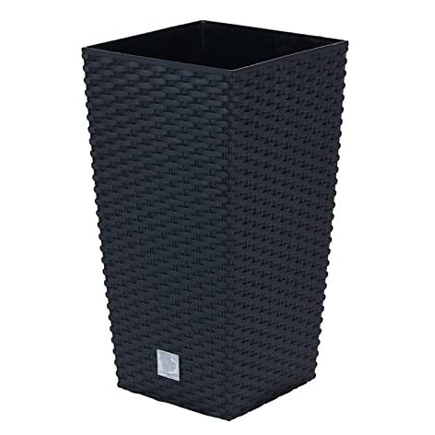 Pack 3 Macetas Altas Prosperplast (11,4/26,6/49 Litros) Rato Square De Plastico En Color Antracita Con Deposito.