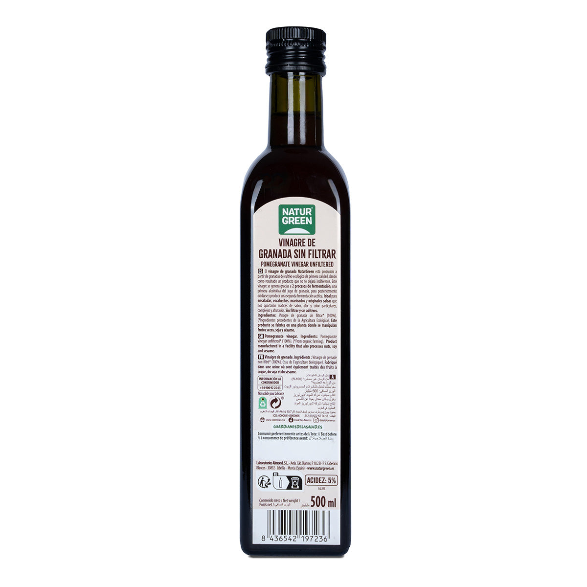 Vinagre de Romã Biológico Não Filtrado NaturGreen 500 ml