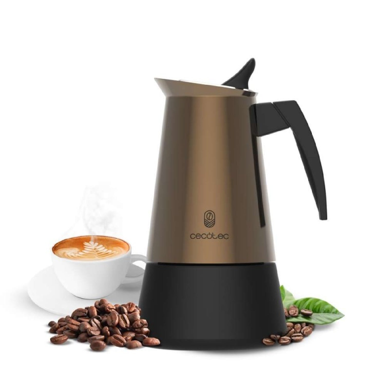 Cecotec Cafetera Italiana Piccolina 900 Gold. 450ml, 10 Tazas De Café, Acero Inoxidable, Apta Todas Superficies, Filtro_0