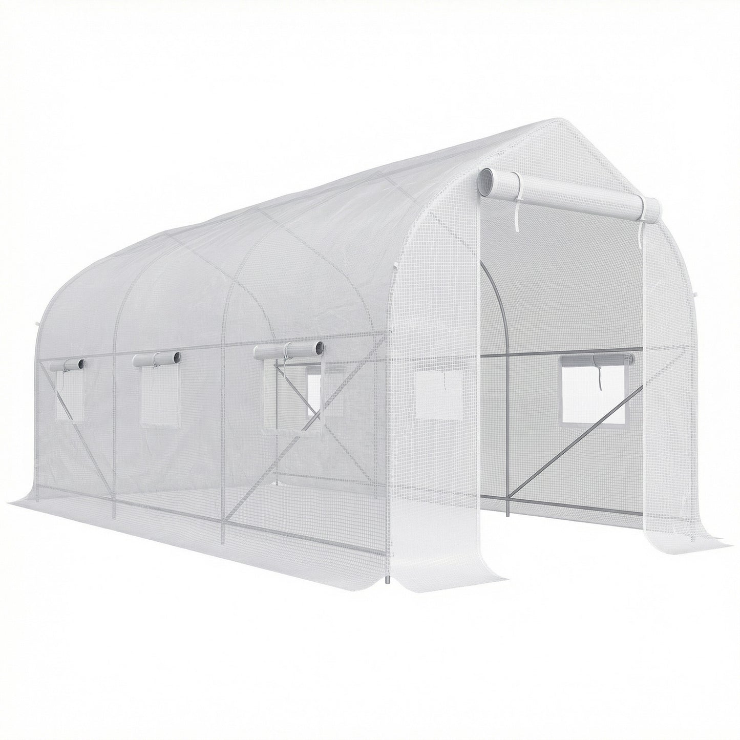 Homcom Invernadero De Túnel Jardín 4x2x2 M Con 6 Ventanas Y Puerta Blanco_0