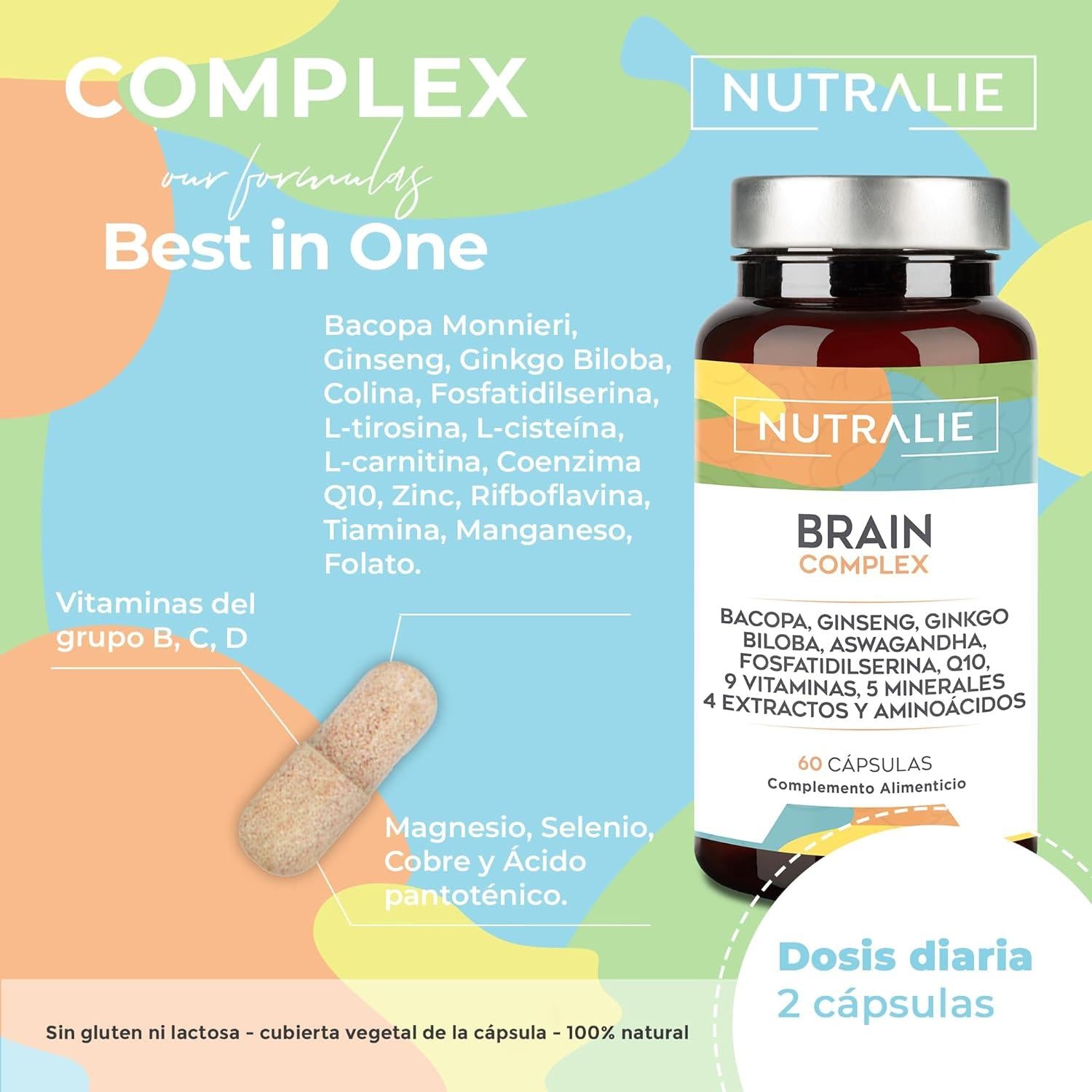Pack 2x Nutralie Brain Complex Nootrópico con Agilidad Mental 60 Cápsulas