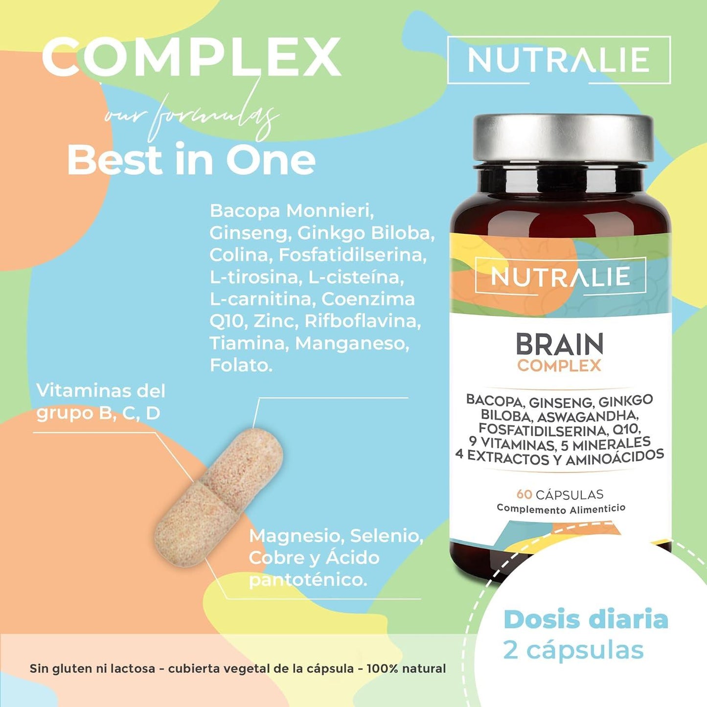 Nutralie Brain Complex Nootropic com Agilidade Mental 60 Cápsulas