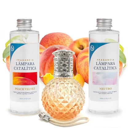 Pack Ahorro Lámpara Catalítica Orange Diamonds + Fragancia Peach Velvet 200ml + Limpiador Neutro 200ml + Mecha Repuesto_0