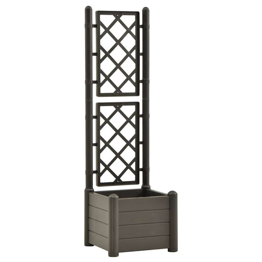 Jardinera Con Enrejado Pp Gris Antracita 43x43x142 Cm_0