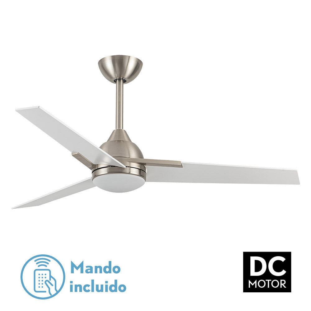 Ventilador 22w Dc Argestes Niquel 3 Aspas Blancas 6velocidades 3colores 2180lm 132d C/remoto, Memoria Y Temporizador_0