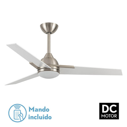 Ventilador 22w Dc Argestes Niquel 3 Aspas Blancas 6velocidades 3colores 2180lm 132d C/remoto, Memoria Y Temporizador_0