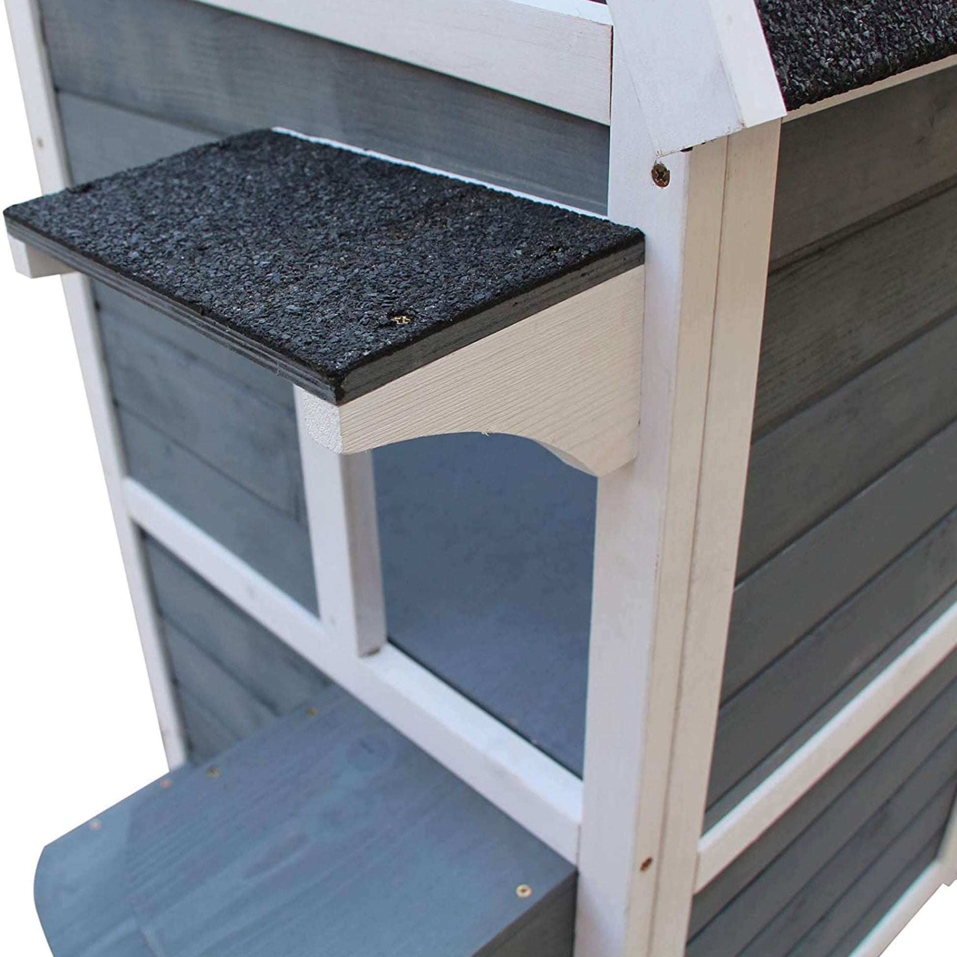 Pawhut Caseta Para Gatos De Madera Exterior Con Techo Abrible 51x51x81,3 Cm Gris_3