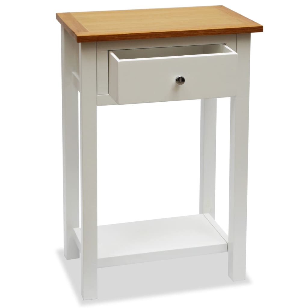 Mesa Auxiliar De Madera Maciza De Roble 50x32x75 Cm_0