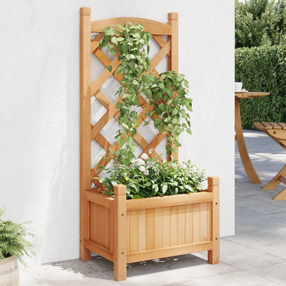 Jardinera Con Enrejado Marrón 40x30x90 Cm Madera Maciza De Abeto_1