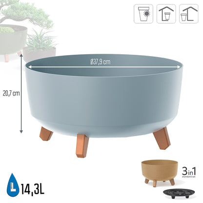 Macetero Color Gris,sin Depósito , Colección Gracia De 38 X 38 X 19,5 Cm, Capacidad De 14,3 L.