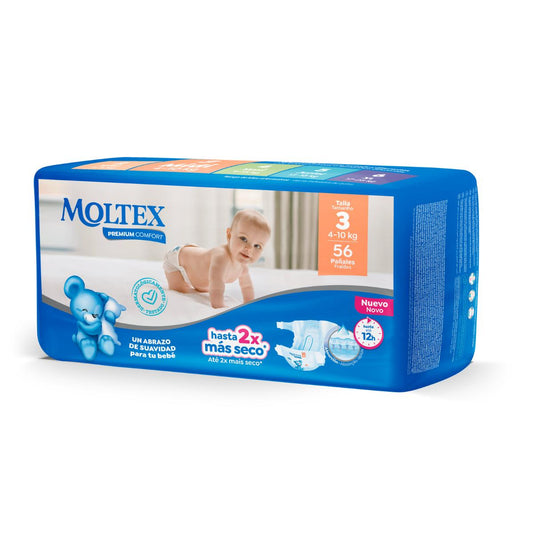 Fraldas Moltex Premium Comfort T3 (4-10 kg) 56 unidades