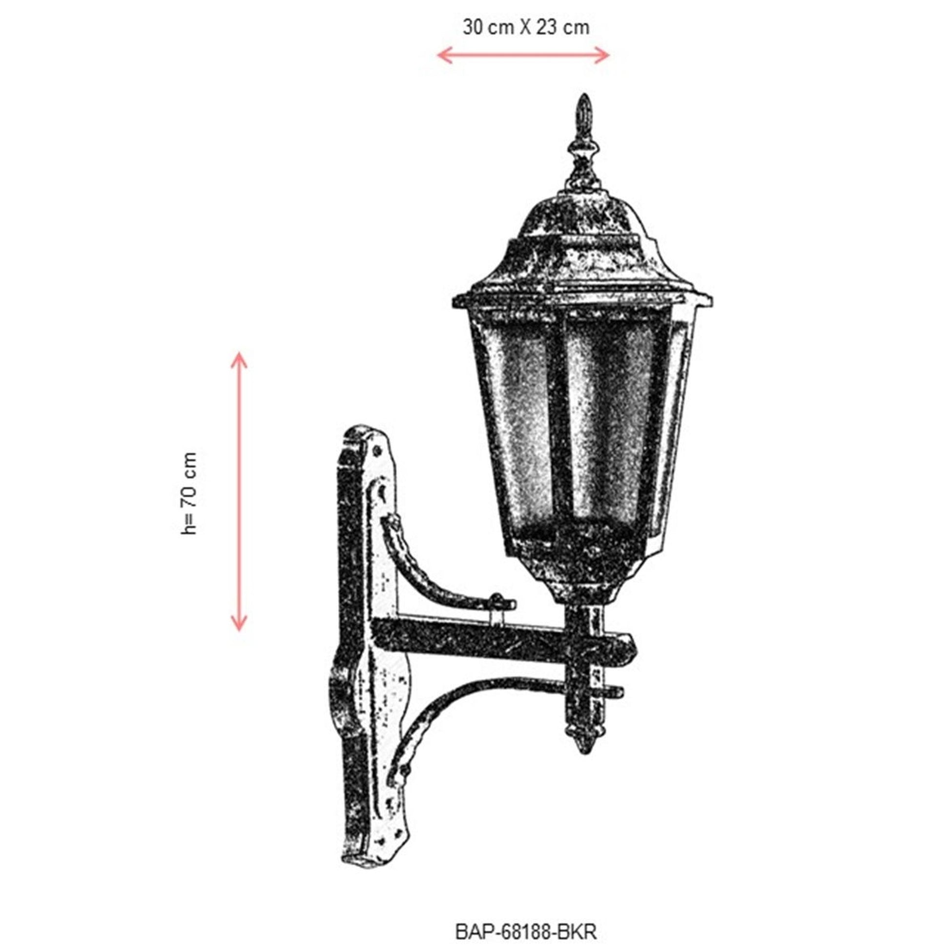 Aplique De Pared Para Exterior, Abs , Marrón, 30x23x70, Casquillo E 27 Max 60 W