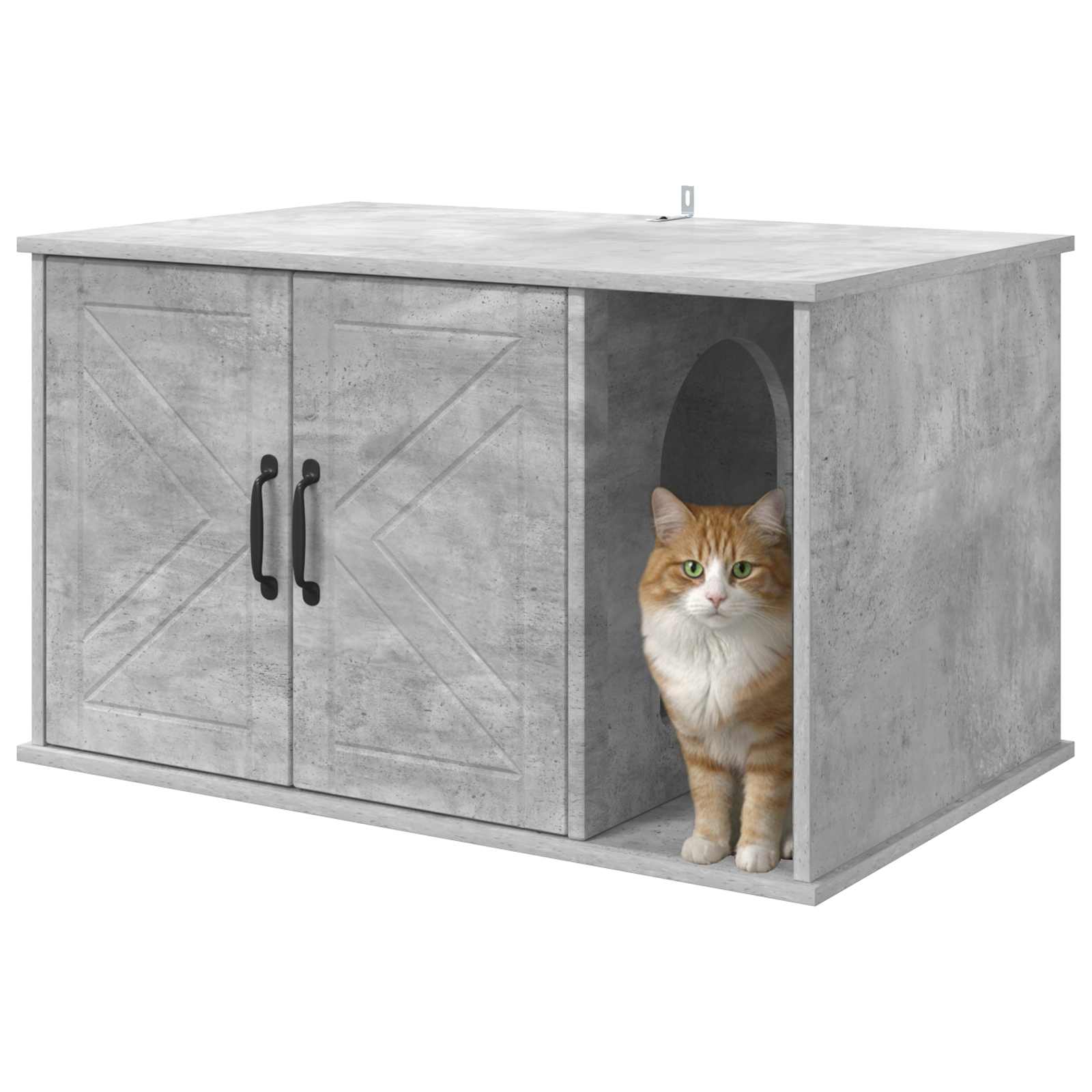 Casa Para Gatos Concreto 85 X 55 X 50 Cm Madera De Ingeniería_2