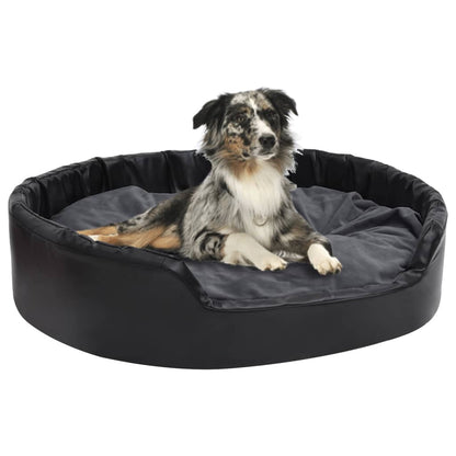 Vidaxl Cama De Perros Felpa Y Cuero Sintético Gris Oscuro 99x89x21 Cm_1