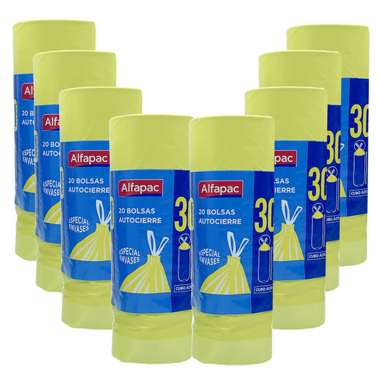8 Rollos De 20 Bolsas De Basura Autocierre 30 L