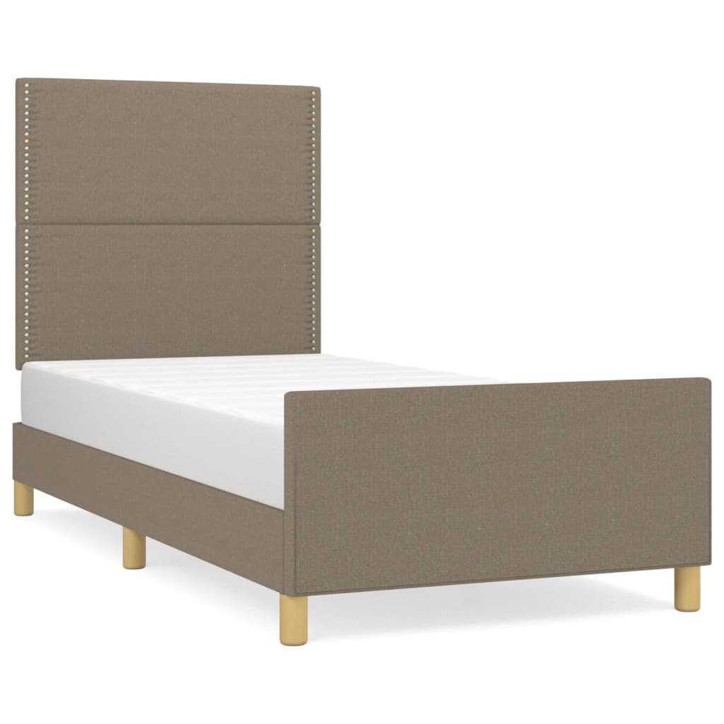 Estructura De Cama Con Cabecero De Tela Gris Taupe 80x200 Cm / Vetonek_3