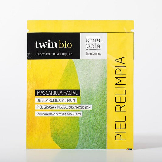 Saquetas de máscara facial de spirulina e limão Poppy 14 ml