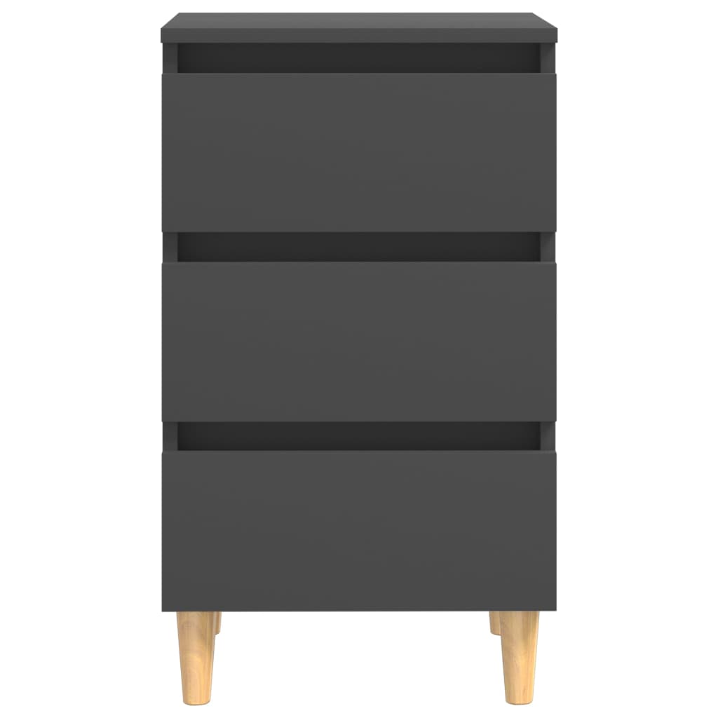 Mesitas De Noche Patas Madera Maciza Gris 2 Uds 40x35x69 Cm_4