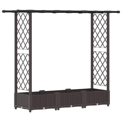 Cama Elevada Con Trellis Y Techo Marrón 164 X 40 X 121 Cm Pp_0