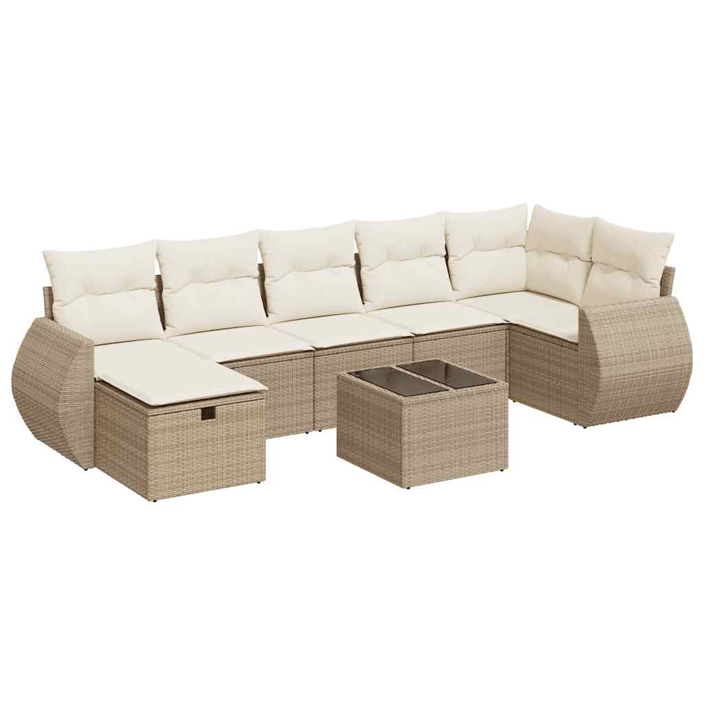 Set De Sofás De Jardín Y Cojines 8 Piezas Ratán Sintético Beige / Vetonek_2