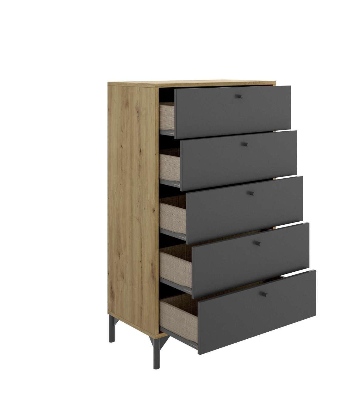 Sinfonier 5 Cajones Terra, Para Dormitorio Acabado Nordic-grafito , Medidas: 60.2 Cm (ancho) X 40 Cm (fondo) 127,2 Cm (alto)._2