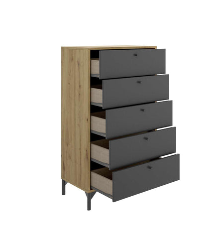 Sinfonier 5 Cajones Terra, Para Dormitorio Acabado Nordic-grafito , Medidas: 60.2 Cm (ancho) X 40 Cm (fondo) 127,2 Cm (alto)._2