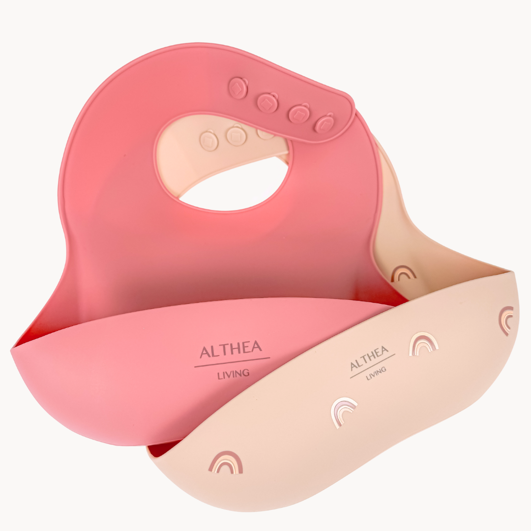 Baberos Impermeables - 2 Piezas - Beige / Rosa Profundo._0