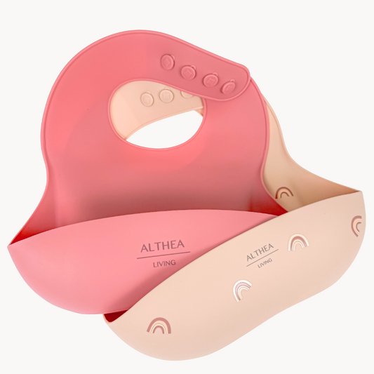 Baberos Impermeables - 2 Piezas - Beige / Rosa Profundo._0