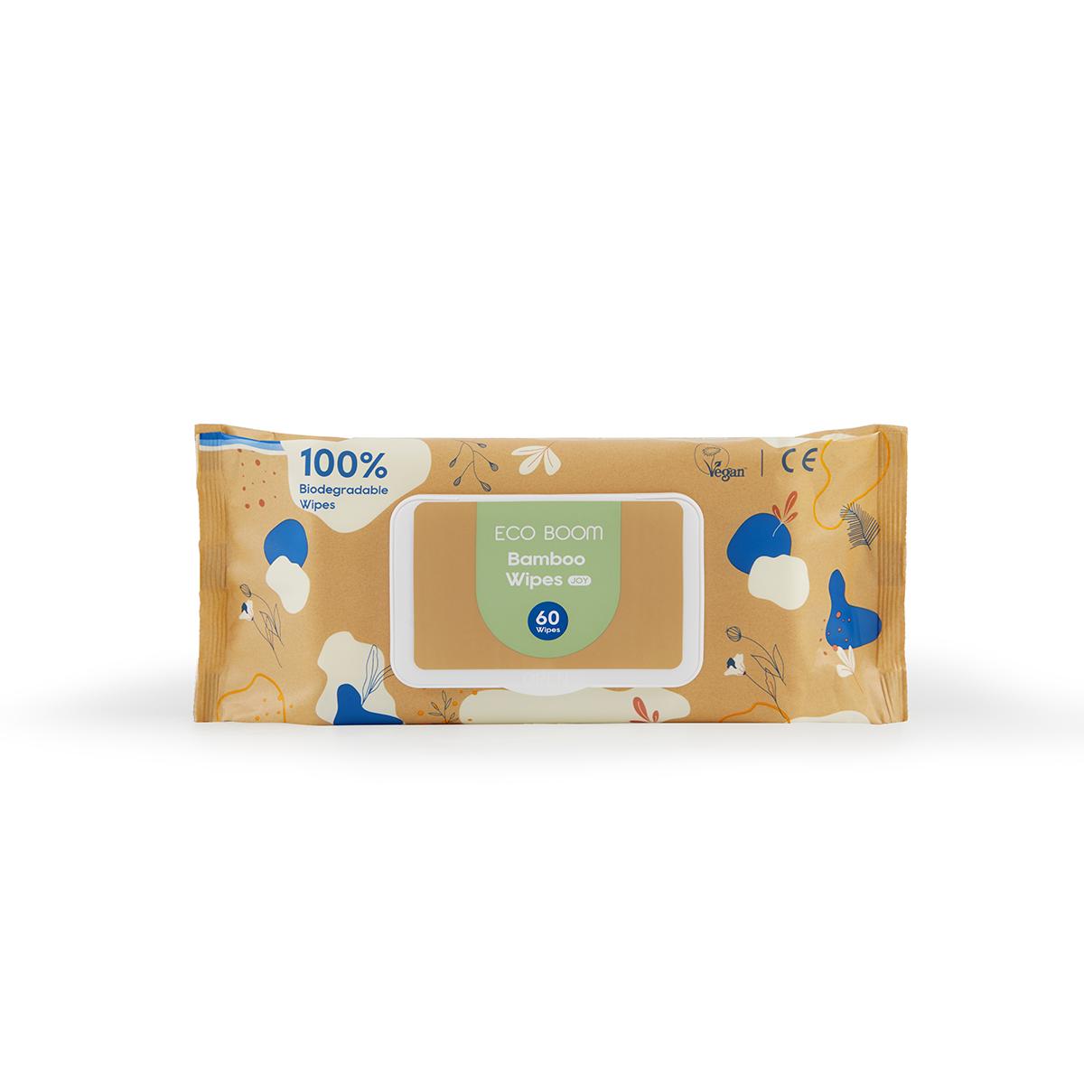 Toalhitas biodegradáveis ​​de bambu Ecoboom 60 unidades