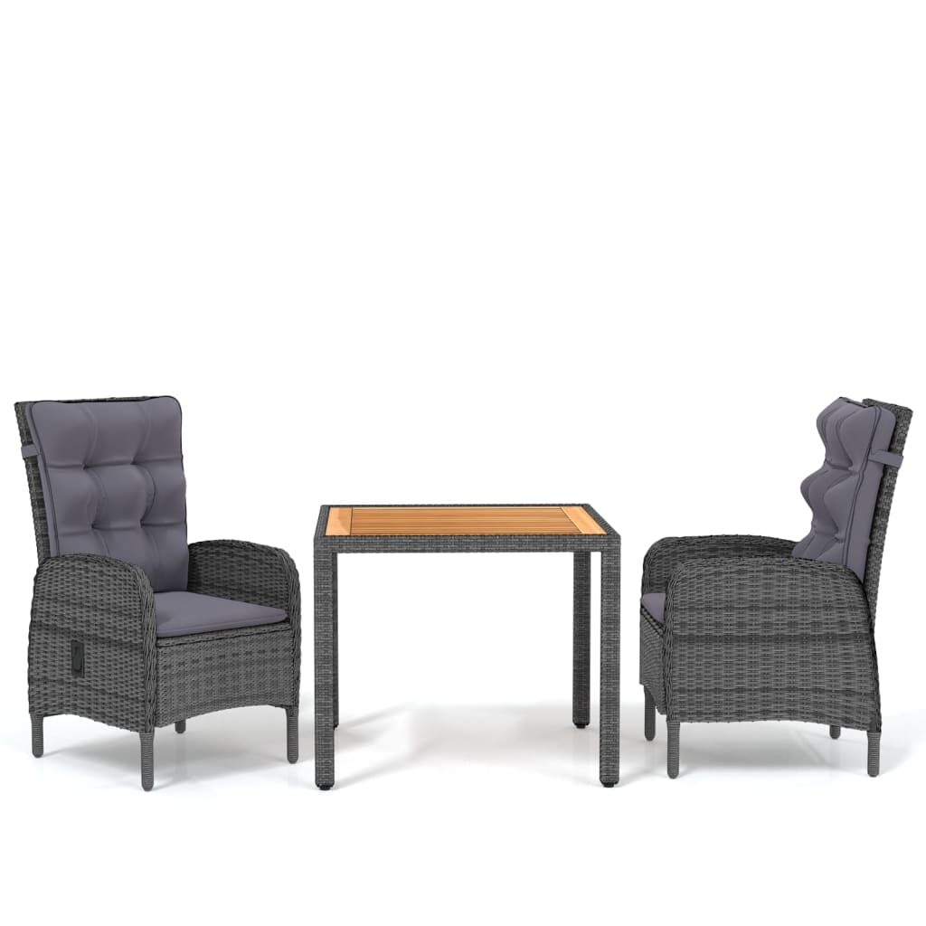 Vidaxl Juego De Comedor Para Jardín 3 Piezas Ratán Sintético Gris_0