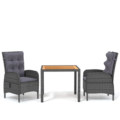 Vidaxl Juego De Comedor Para Jardín 3 Piezas Ratán Sintético Gris_0