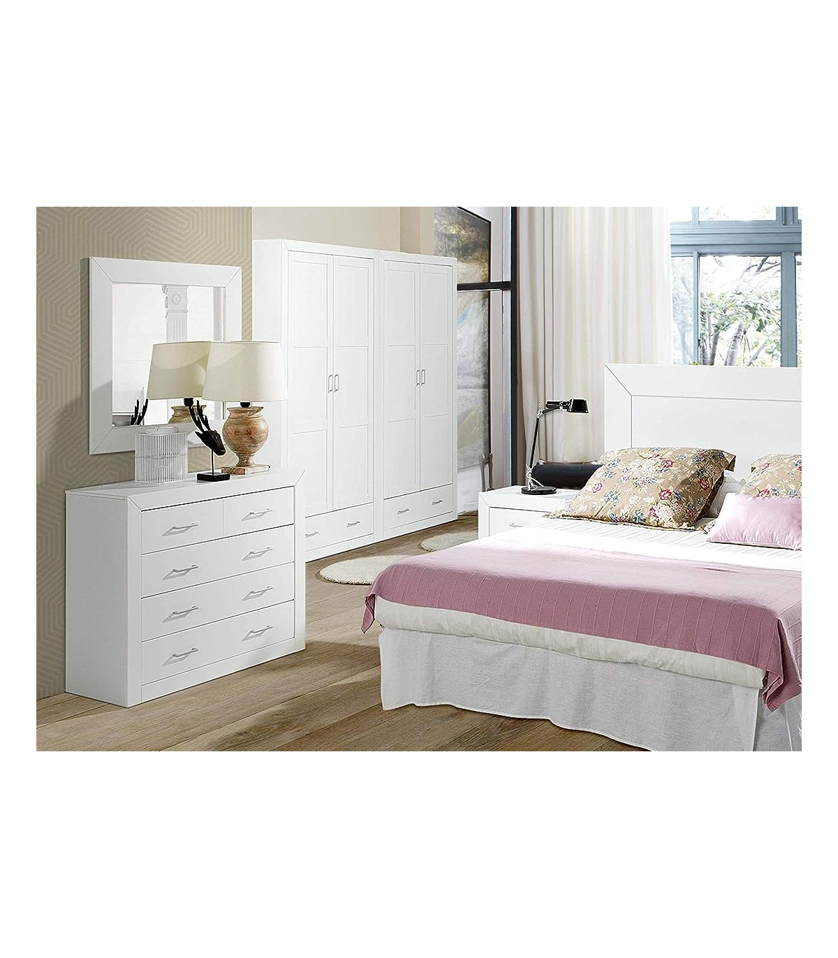 Armario Ropero 2 Puertas Acabado Blanco 200 Cm(alto)105 Cm(ancho)55 Cm(largo_2