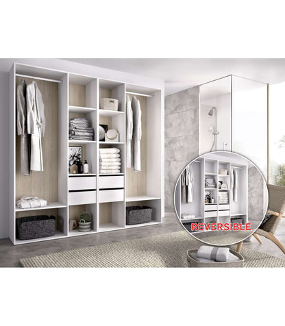Vestidor Reus 4 Cajones, 10 Huecos Y Trasera Reversible En Blanco/natural, 205cm(alto) 196_1