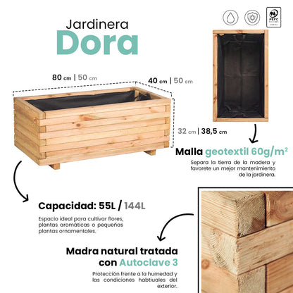 Jardinera De Madera Dora Planter 38,5x50x100 Cm Nortene_5