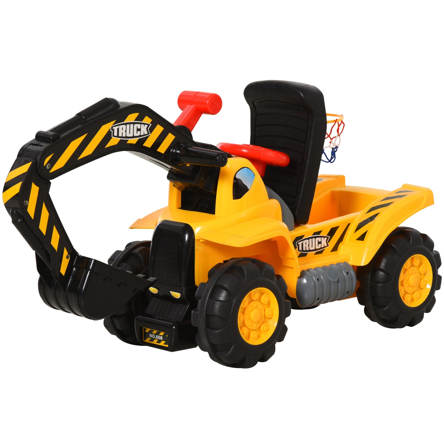 Homcom 4 En 1 Excavadora Juguete Para +18 Meses Con Pala Caja Oculta Aro_0