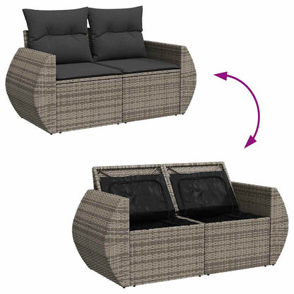 Set De Muebles De Jardín 6 Pzas Y Cojines Ratán Sintético Gris / Vetonek_5