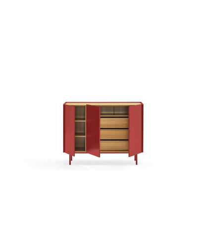 Mueble Aparador Para Comedor Modelo Arista 3 Puertas Acabado Burdeos, 40cm(ancho) 85cm(al_2