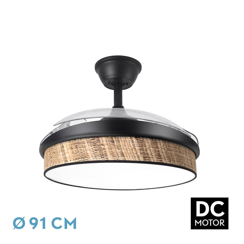 Ventilador Dc Moda 72w Negro/caã±izo Oscuro 91d 3aspas 7200lm 3000-4000-6000k Remoto+ Memoria+ Temporizador_0