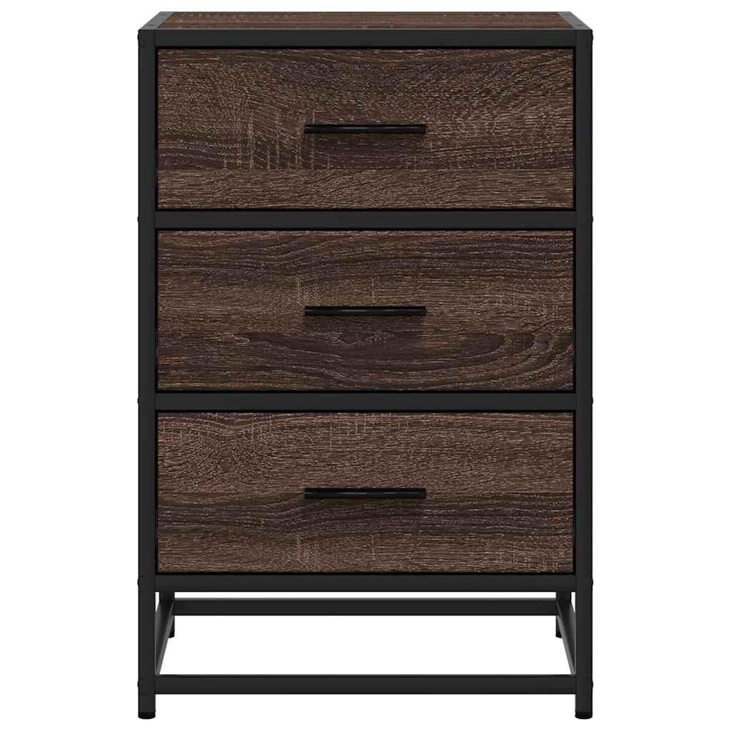 Mesita Noche Madera Ingeniería Roble Marrón 40x34,5x60cm Metal_3