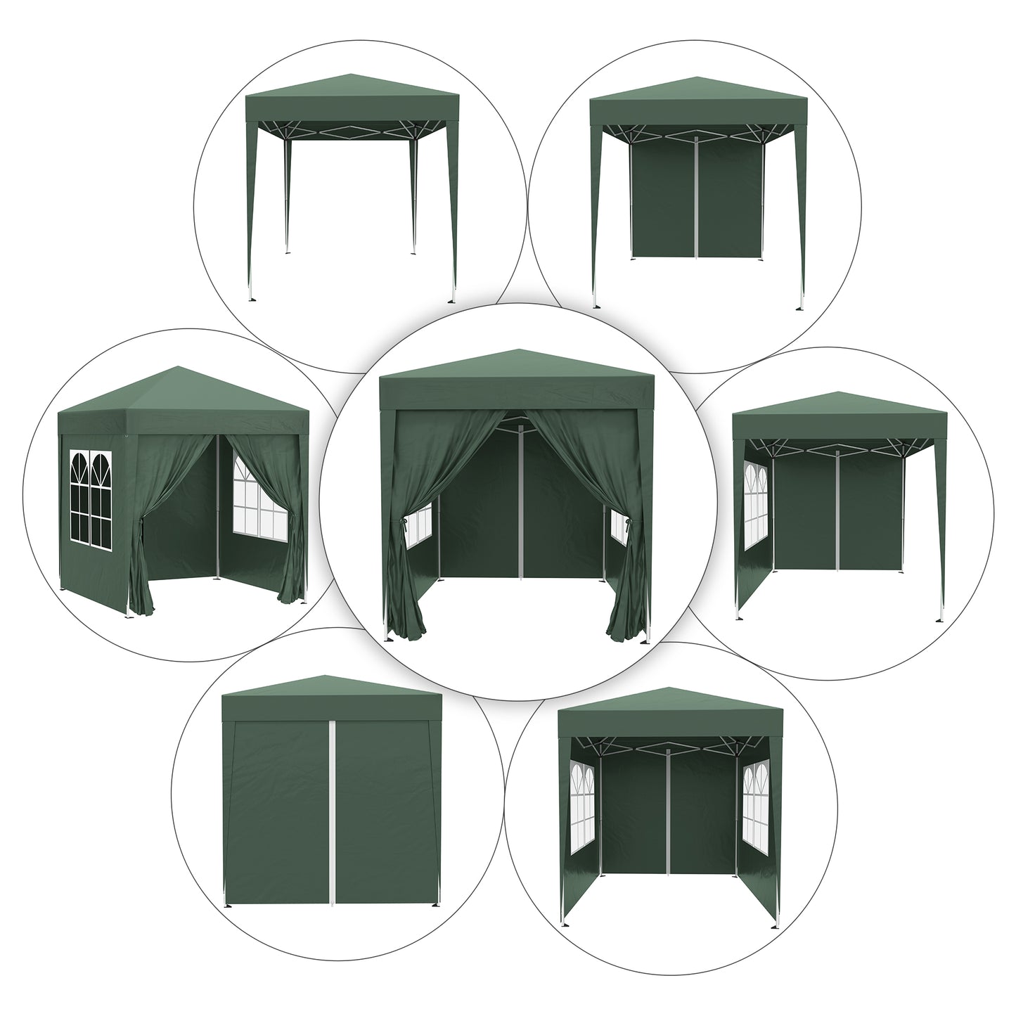 Outsunny Carpa Plegable 2x2m Exterior Con 4 Paredes Y Bolsa De Transporte Verde_4