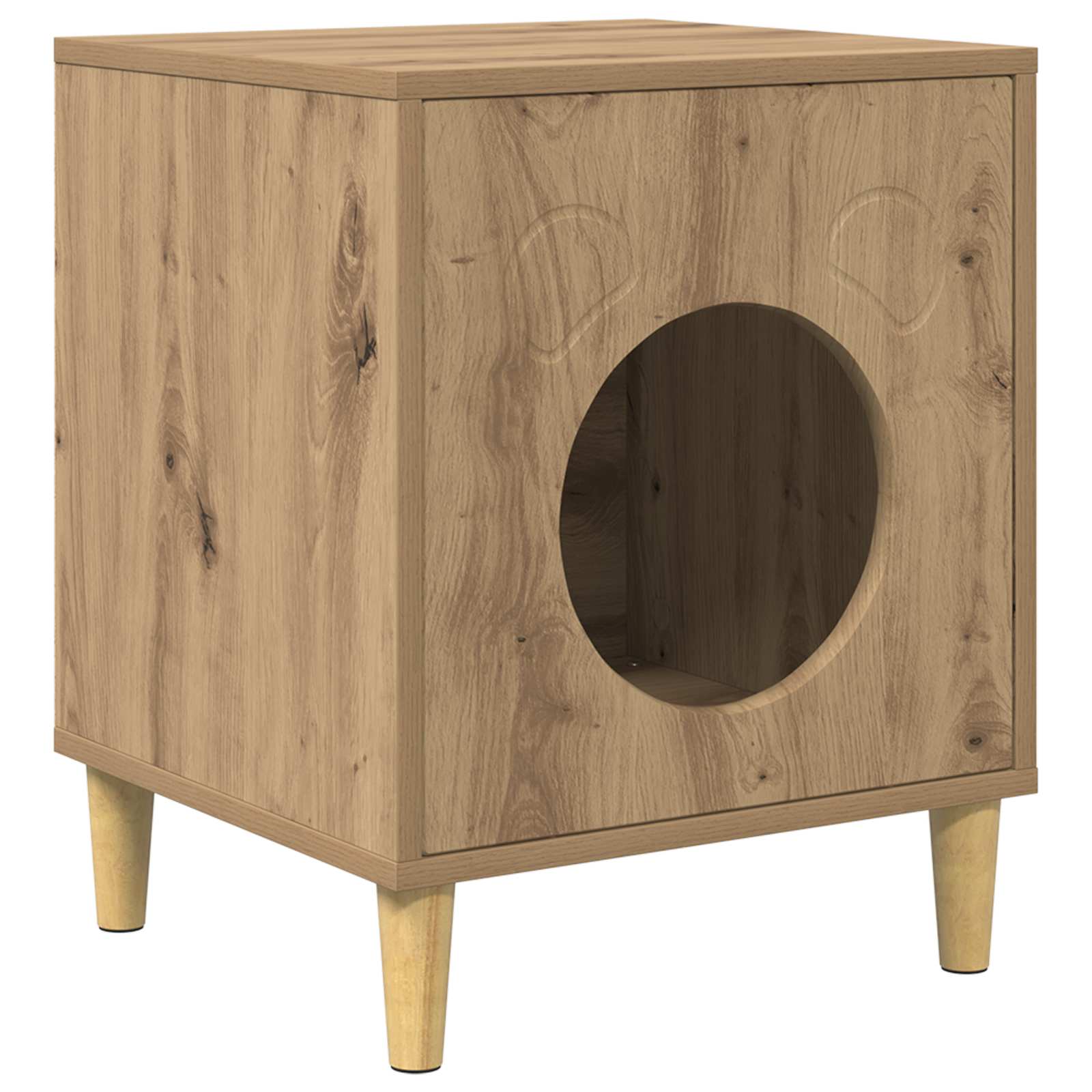 Casa Para Gatos Roble Artesanal 42,5 X 40 X 53 Cm_0
